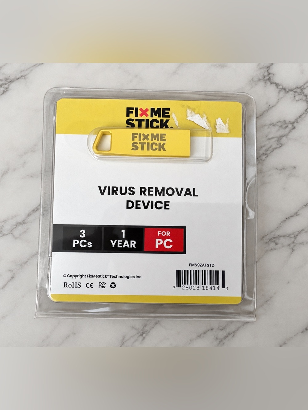 FixMeStick Virus Removal Device – 3 PCs / 1 Year – PC USB Antivirus